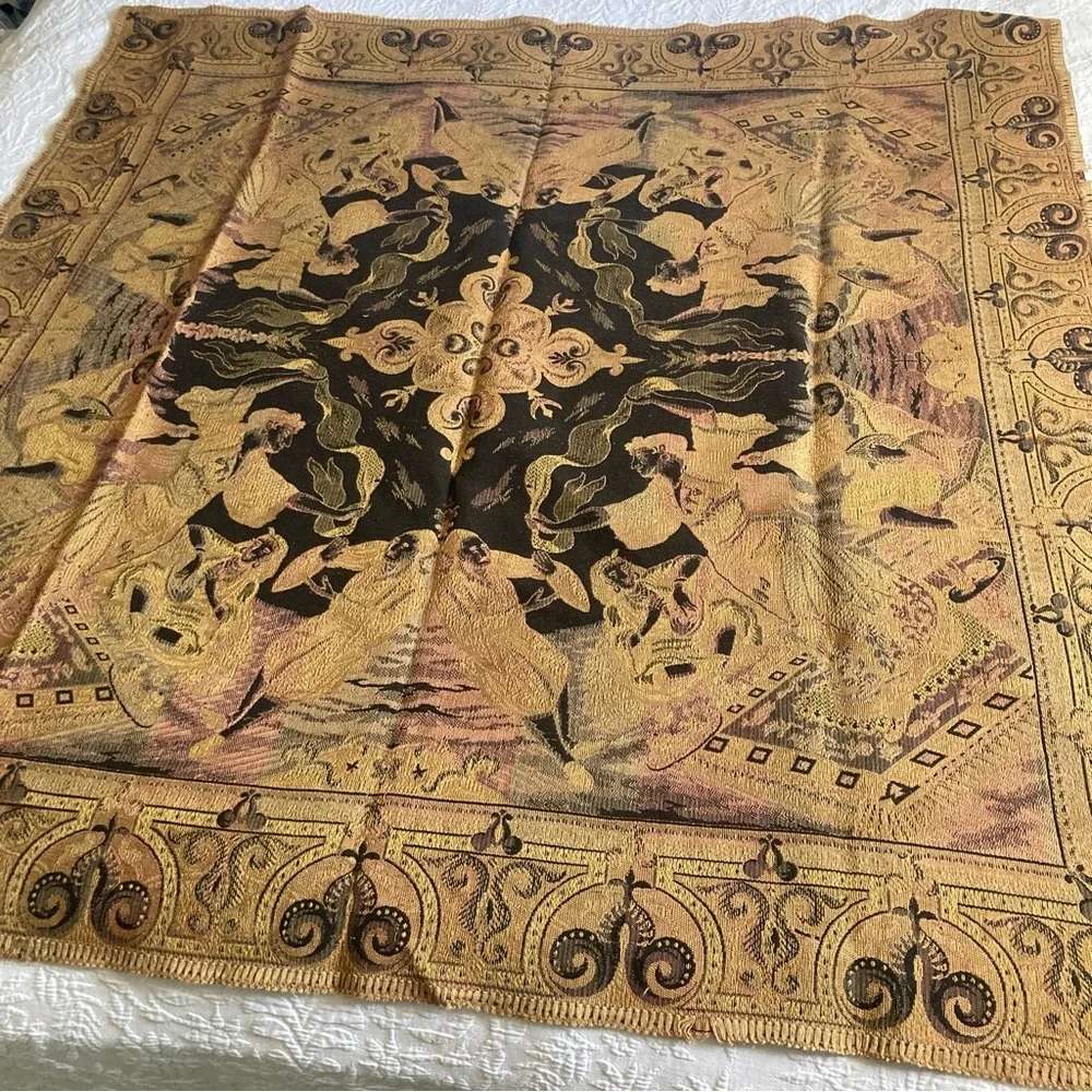 Antique Turkish ottoman wall hanging tapestry woven huge 48x50 dancing music